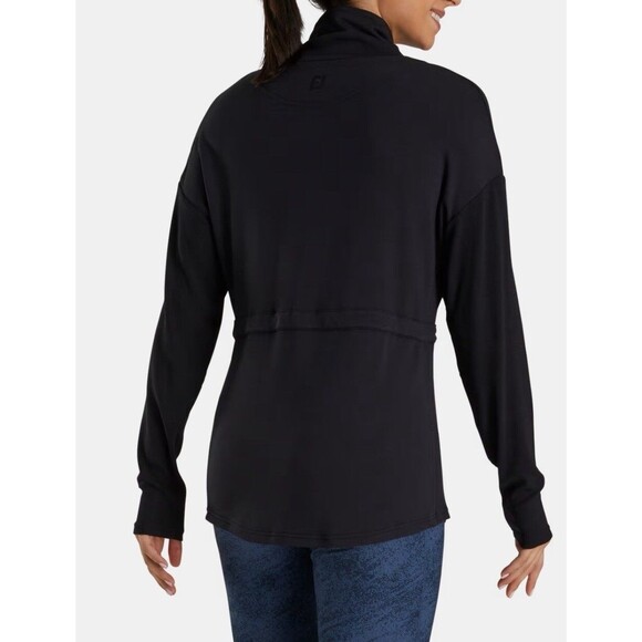 FJ FOOT JOY Black Long Sleeve Funnel Collar Pullover Golf Outdoor Logo Women's S - Picture 7 of 8